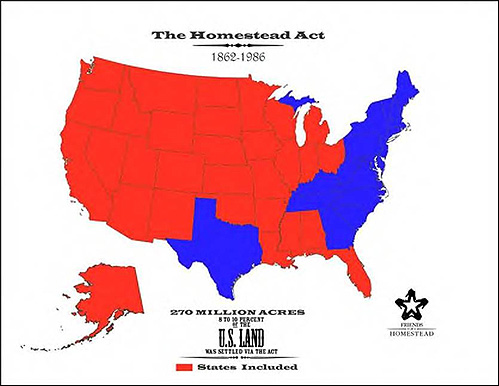 Homestead Act Map of the U.S.