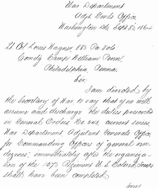 Letter from the War Department